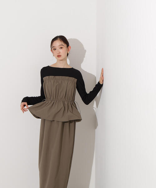 N.（N. Natural Beauty Basic）（エヌエヌナチュラルビューティーベーシック）の「【PS/低身長サイズ】ドロストコードドッキングワンピース（ワンピース・レディース・ブラック/カーキ・MEDIUM/P/S）」の20枚目の写真