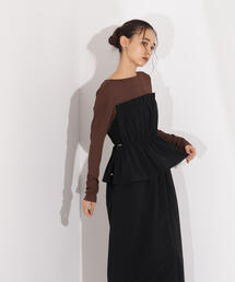 N.（N. Natural Beauty Basic） | 【PS/低身長サイズ】ドロストコードドッキングワンピース(ワンピース)