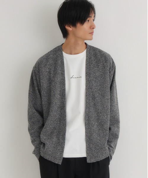 BACK NUMBER（バックナンバー）の「【BACK NUMBER】ロングスリーブカーディガンＴシャツセット(刺繍/ニット/オープンフロント/レイヤード/デイリー/カジュアル)（アンサンブル・メンズ・ブラック/グレー・M/L/XL）」の2枚目の写真