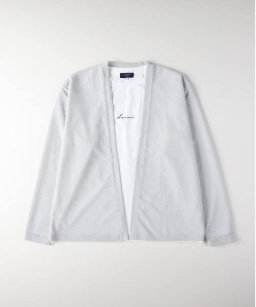 BACK NUMBER（バックナンバー）の「【BACK NUMBER】ロングスリーブカーディガンＴシャツセット(刺繍/ニット/オープンフロント/レイヤード/デイリー/カジュアル)（アンサンブル・メンズ・ブラック/グレー・M/L/XL）」の16枚目の写真