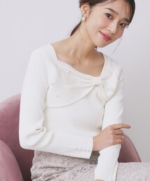 index | リボンパール調リブニット【洗濯機OK】(ニット/セーター)