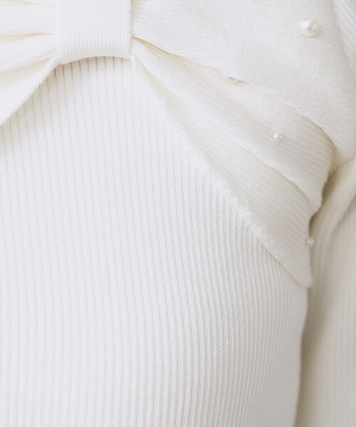 index（インデックス）の「リボンパール調リブニット【洗濯機OK】（ニット/セーター・レディース・グリーン系/ネイビー/オフホワイト・36/38/40/42）」の8枚目の写真