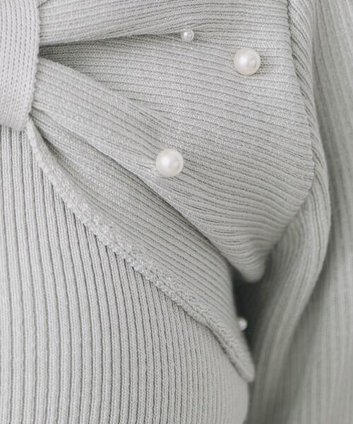 index（インデックス）の「リボンパール調リブニット【洗濯機OK】（ニット/セーター・レディース・グリーン系/ネイビー/オフホワイト・36/38/40/42）」の12枚目の写真