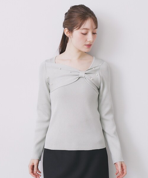 index（インデックス）の「リボンパール調リブニット【洗濯機OK】（ニット/セーター・レディース・グリーン系/ネイビー/オフホワイト・36/38/40/42）」の20枚目の写真