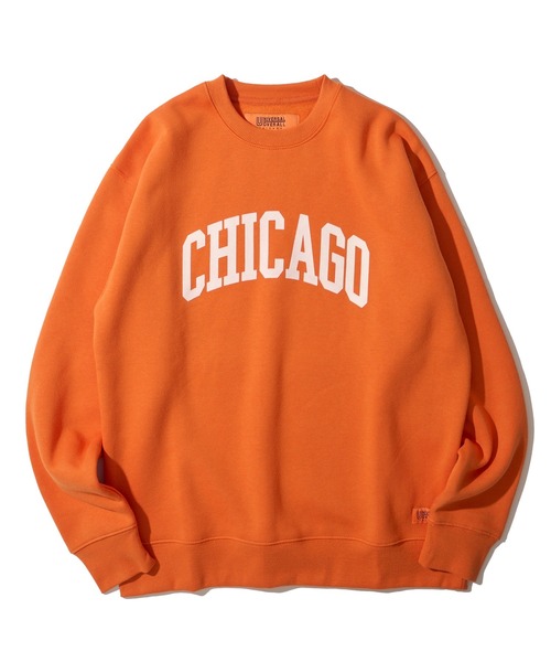 UNIVERSAL OVERALL（ユニバーサルオーバーオール）の「【UNIVERSAL OVERALL】T/C SWEAT CHICAGO FLOCKY PRINT / フロッキープリント裏起毛スウェットプルオーバー（スウェット・メンズ・グレー/ブラック・MEDIUM/LARGE）」の15枚目の写真