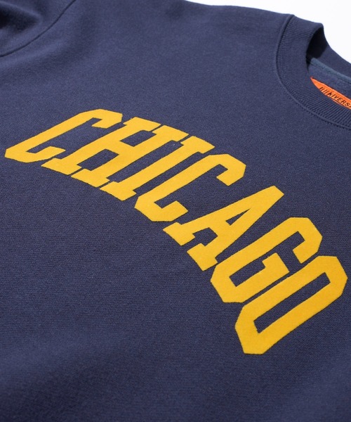 UNIVERSAL OVERALL（ユニバーサルオーバーオール）の「【UNIVERSAL OVERALL】T/C SWEAT CHICAGO FLOCKY PRINT / フロッキープリント裏起毛スウェットプルオーバー（スウェット・メンズ・グレー/ブラック・MEDIUM/LARGE）」の18枚目の写真
