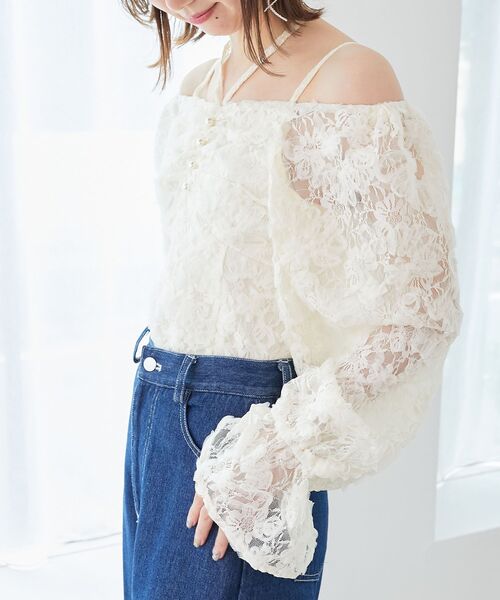MAJESTIC LEGON(マジェスティックレゴン)の「2wayフラワーレースブラウス(シャツ/ブラウス・レディース・ピンク/アイボリー/ブラック・MEDIUM)」の8枚目の写真