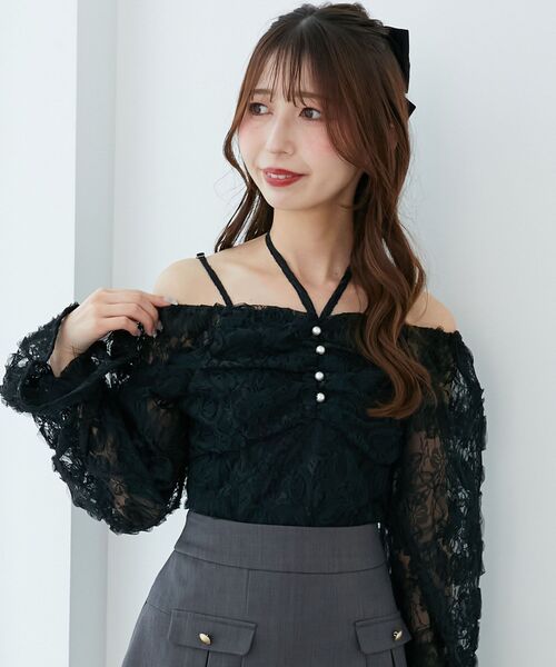 MAJESTIC LEGON(マジェスティックレゴン)の「2wayフラワーレースブラウス(シャツ/ブラウス・レディース・ピンク/アイボリー/ブラック・MEDIUM)」の21枚目の写真