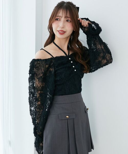 MAJESTIC LEGON(マジェスティックレゴン)の「2wayフラワーレースブラウス(シャツ/ブラウス・レディース・ピンク/アイボリー/ブラック・MEDIUM)」の22枚目の写真