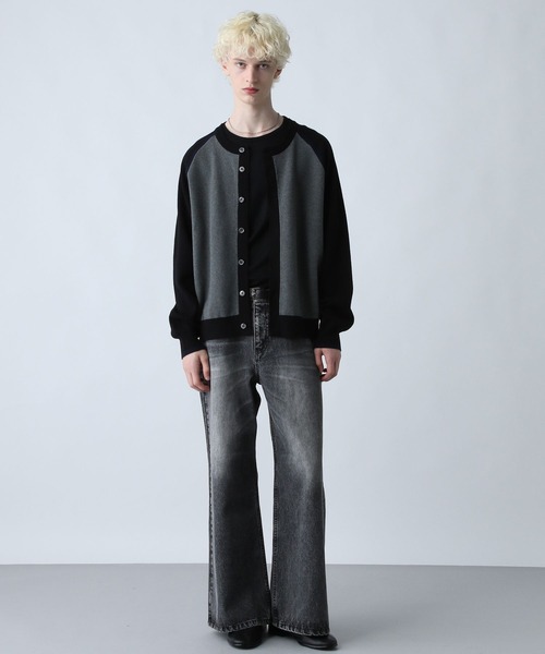 HARE（ハレ）の「ハイショクラインクルーネックカーディガン(HARE)（カーディガン/ボレロ・メンズ・ブラック/ブルー・SMALL/MEDIUM）」の3枚目の写真