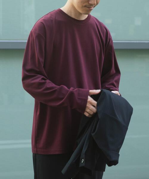 ITEMS URBANRESEARCH（アイテムズ アーバンリサーチ）の「シルケットコットンロングスリーブカットソー（Tシャツ/カットソー・メンズ・バーガンディー/アイボリー/ブラック・MEDIUM/LARGE）」の11枚目の写真