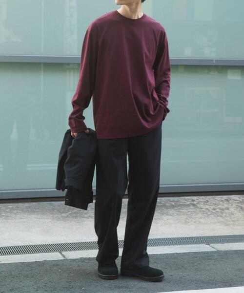 ITEMS URBANRESEARCH（アイテムズ アーバンリサーチ）の「シルケットコットンロングスリーブカットソー（Tシャツ/カットソー・メンズ・バーガンディー/アイボリー/ブラック・MEDIUM/LARGE）」の12枚目の写真