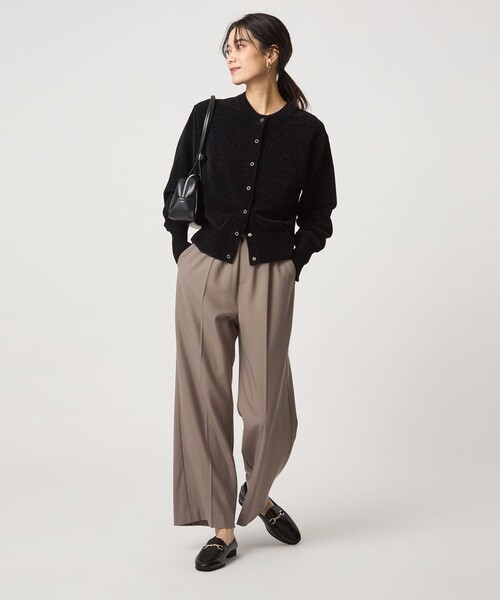 モールヤーン クルーネック カーディガン ウォッシャブル