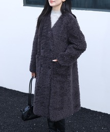 ロイヤルファー☆ファーコート☆フリル付き☆レース☆ノーカラー