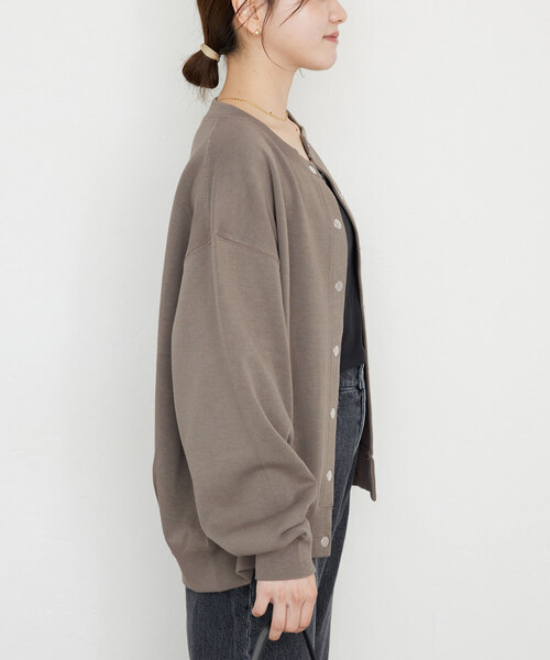 SLOBE IENA（スローブイエナ）の「《WEB限定/追加2》ダブルフェイスジャージースナップカーディガン（カーディガン/ボレロ・レディース・カーキ/ブラック/ブルー系その他・FREE）」の5枚目の写真