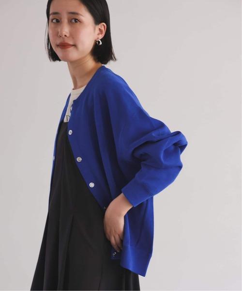 SLOBE IENA（スローブイエナ）の「《WEB限定/追加2》ダブルフェイスジャージースナップカーディガン（カーディガン/ボレロ・レディース・カーキ/ブラック/ブルー系その他・FREE）」の4枚目の写真