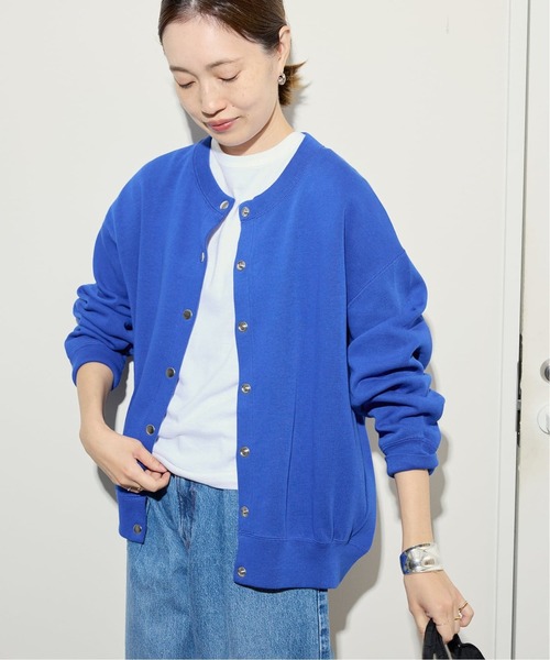 SLOBE IENA（スローブイエナ）の「《WEB限定/追加2》ダブルフェイスジャージースナップカーディガン（カーディガン/ボレロ・レディース・カーキ/ブラック/ブルー系その他・FREE）」の9枚目の写真