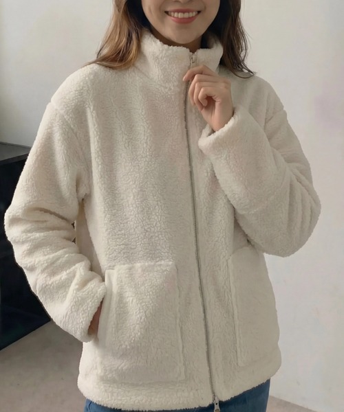 cammie（キャミー）の「ボアスタンドカラーパーカー（その他アウター・レディース・ベージュ/アイボリー/ブラウン・L/M）」の2枚目の写真