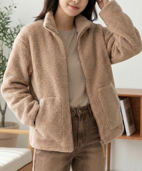 cammie（キャミー）の「ボアスタンドカラーパーカー（その他アウター・レディース・ベージュ/アイボリー/ブラウン・L/M）」の14枚目の写真