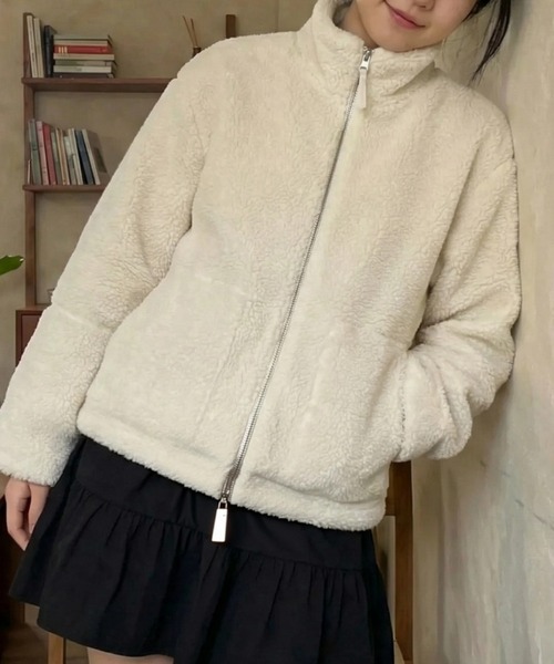 cammie（キャミー）の「ボアスタンドカラーパーカー（その他アウター・レディース・ベージュ/アイボリー/ブラウン・L/M）」の8枚目の写真