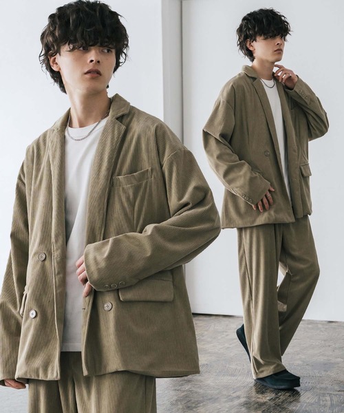 コーデュロイセットアップ ダブルテーラードジャケット＆イージー