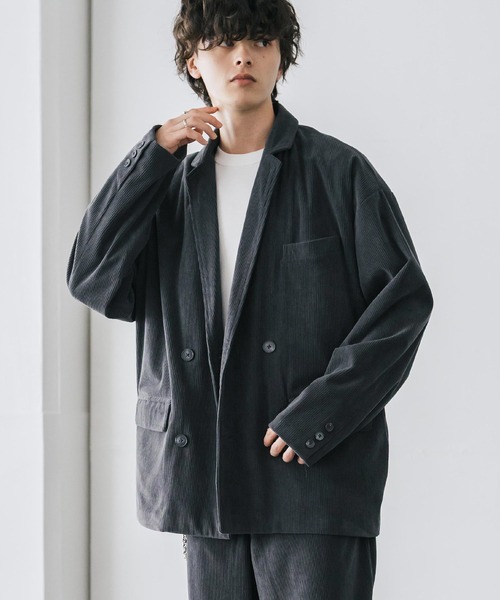Rocky Monroe(ロッキーモンロー)の「【セットアップ】コーデュロイダブルテーラードジャケット&イージーワイドパンツ(セットアップ・メンズ・ブラック/カーキ/ベージュ/チャコール/ブラウン・M/L/XL)」の12枚目の写真