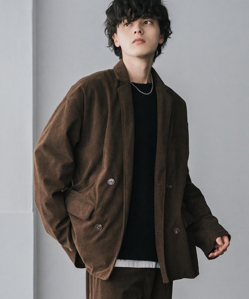 Rocky Monroe(ロッキーモンロー)の「【セットアップ】コーデュロイダブルテーラードジャケット&イージーワイドパンツ(セットアップ・メンズ・ブラック/カーキ/ベージュ/チャコール/ブラウン・M/L/XL)」の19枚目の写真