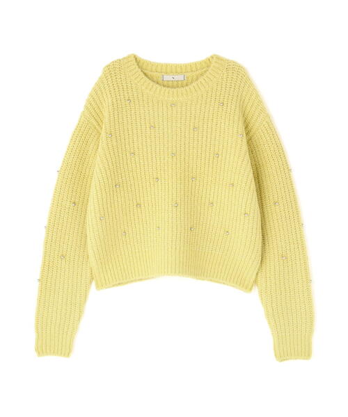 N.（N. Natural Beauty Basic）（エヌエヌナチュラルビューティーベーシック）の「スタッズ畦ニット（ニット/セーター・レディース・イエロー/ピンク/グレー・MEDIUM）」の4枚目の写真