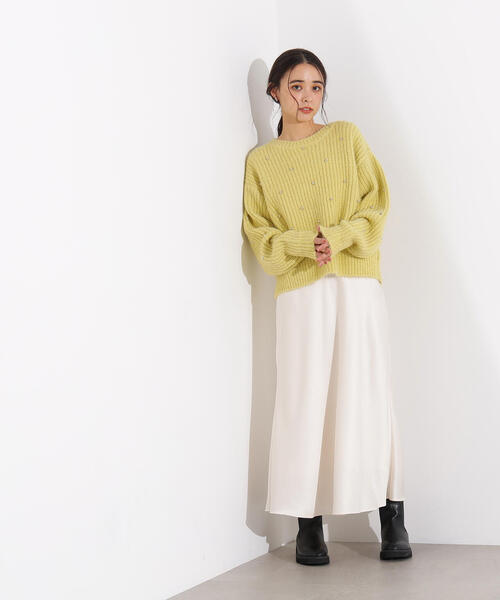 N.（N. Natural Beauty Basic）（エヌエヌナチュラルビューティーベーシック）の「スタッズ畦ニット（ニット/セーター・レディース・イエロー/ピンク/グレー・MEDIUM）」の6枚目の写真