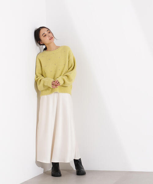 N.（N. Natural Beauty Basic）（エヌエヌナチュラルビューティーベーシック）の「スタッズ畦ニット（ニット/セーター・レディース・イエロー/ピンク/グレー・MEDIUM）」の9枚目の写真