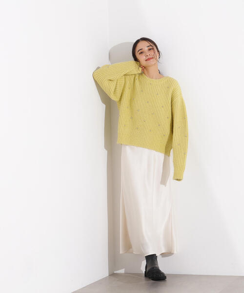 N.（N. Natural Beauty Basic）（エヌエヌナチュラルビューティーベーシック）の「スタッズ畦ニット（ニット/セーター・レディース・イエロー/ピンク/グレー・MEDIUM）」の10枚目の写真