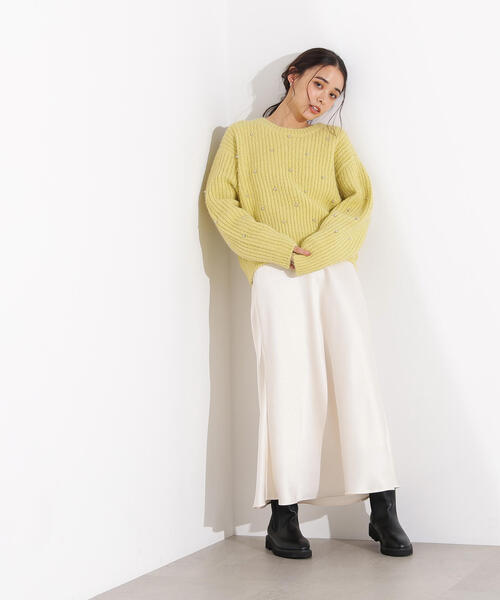 N.（N. Natural Beauty Basic）（エヌエヌナチュラルビューティーベーシック）の「スタッズ畦ニット（ニット/セーター・レディース・イエロー/ピンク/グレー・MEDIUM）」の12枚目の写真