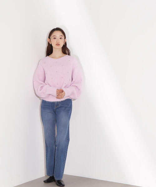 N.（N. Natural Beauty Basic）（エヌエヌナチュラルビューティーベーシック）の「スタッズ畦ニット（ニット/セーター・レディース・イエロー/ピンク/グレー・MEDIUM）」の18枚目の写真