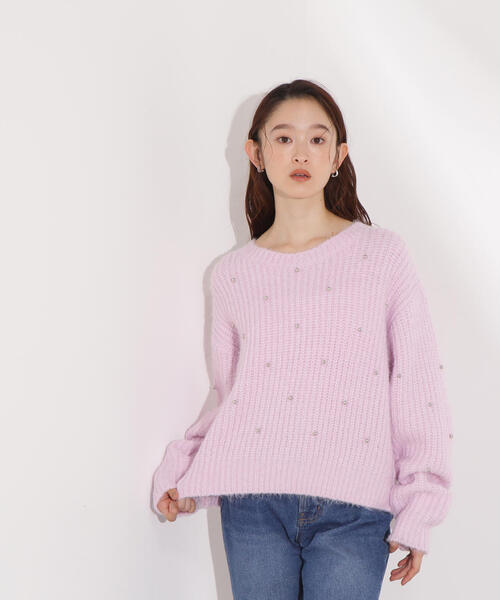 N.（N. Natural Beauty Basic）（エヌエヌナチュラルビューティーベーシック）の「スタッズ畦ニット（ニット/セーター・レディース・イエロー/ピンク/グレー・MEDIUM）」の19枚目の写真