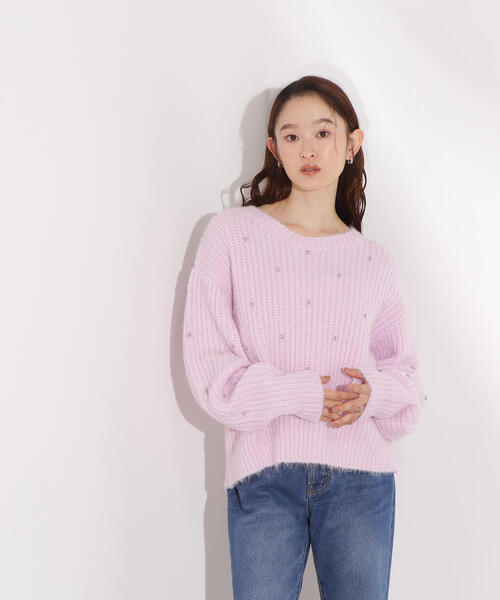 N.（N. Natural Beauty Basic）（エヌエヌナチュラルビューティーベーシック）の「スタッズ畦ニット（ニット/セーター・レディース・イエロー/ピンク/グレー・MEDIUM）」の20枚目の写真