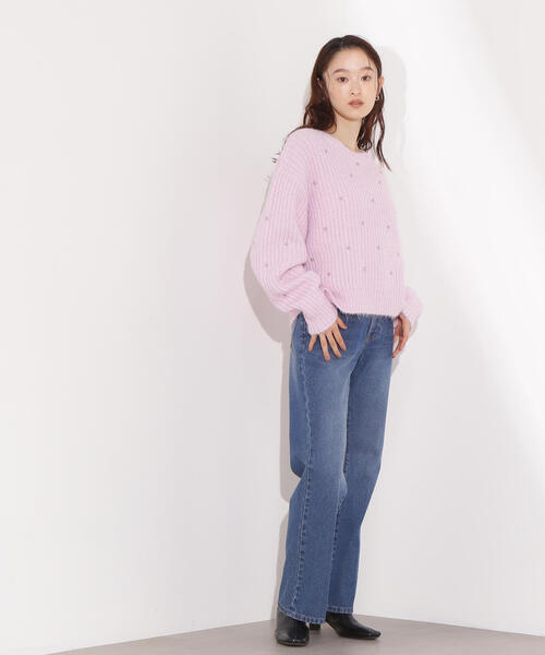 N.（N. Natural Beauty Basic）（エヌエヌナチュラルビューティーベーシック）の「スタッズ畦ニット（ニット/セーター・レディース・イエロー/ピンク/グレー・MEDIUM）」の22枚目の写真