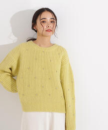 スタッズ畦ニット