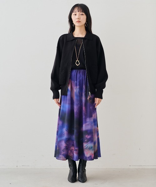 MEDE19F(メデジュウキュウ)の「MEDE19F コットンブレンドニットジャケット(ブルゾン・レディース・ブラック/グリーン・M/L/LL)」の7枚目の写真