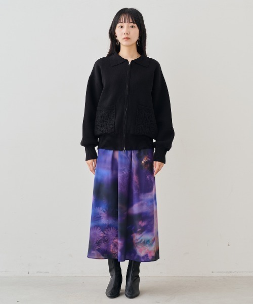 MEDE19F(メデジュウキュウ)の「MEDE19F コットンブレンドニットジャケット(ブルゾン・レディース・ブラック/グリーン・M/L/LL)」の4枚目の写真