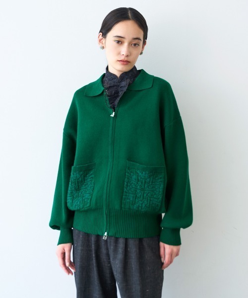 MEDE19F(メデジュウキュウ)の「MEDE19F コットンブレンドニットジャケット(ブルゾン・レディース・ブラック/グリーン・M/L/LL)」の8枚目の写真