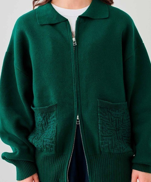 MEDE19F(メデジュウキュウ)の「MEDE19F コットンブレンドニットジャケット(ブルゾン・レディース・ブラック/グリーン・M/L/LL)」の18枚目の写真