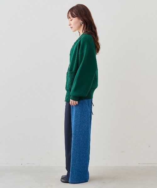 MEDE19F(メデジュウキュウ)の「MEDE19F コットンブレンドニットジャケット(ブルゾン・レディース・ブラック/グリーン・M/L/LL)」の11枚目の写真
