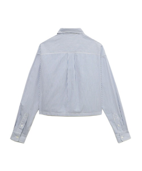 A BATHING APE(アベイシングエイプ)の「HEART BADGE STRIPE CROP SHIRT #2(シャツ/ブラウス・レディース・ブルー・FREE)」の2枚目の写真