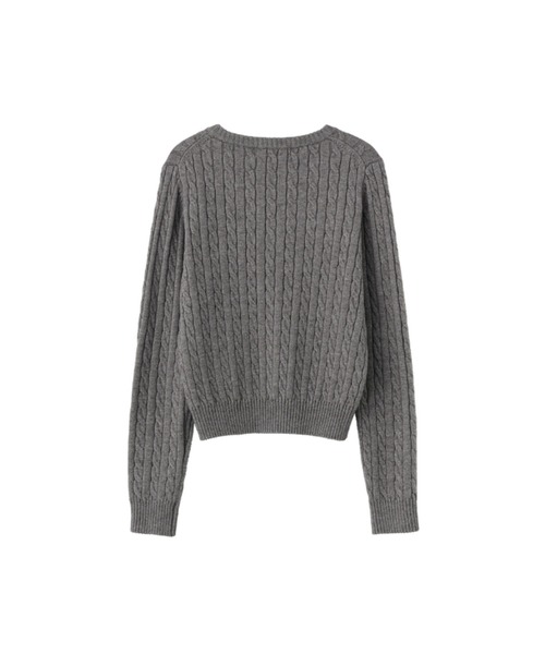 GENERAL IDEA（ジェネラルアイデア）の「wool cable v-neck pullover ウールVネックケーブルニットプルオーバー（ニット/セーター・レディース・ブラウン/グレー/ブラック/ネイビー・M/S/L）」の6枚目の写真