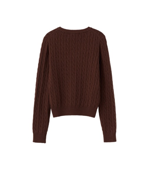 GENERAL IDEA（ジェネラルアイデア）の「wool cable v-neck pullover ウールVネックケーブルニットプルオーバー（ニット/セーター・レディース・ブラウン/グレー/ブラック/ネイビー・M/S/L）」の14枚目の写真