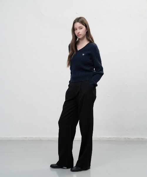 GENERAL IDEA（ジェネラルアイデア）の「wool cable v-neck pullover ウールVネックケーブルニットプルオーバー（ニット/セーター・レディース・ブラウン/グレー/ブラック/ネイビー・M/S/L）」の16枚目の写真