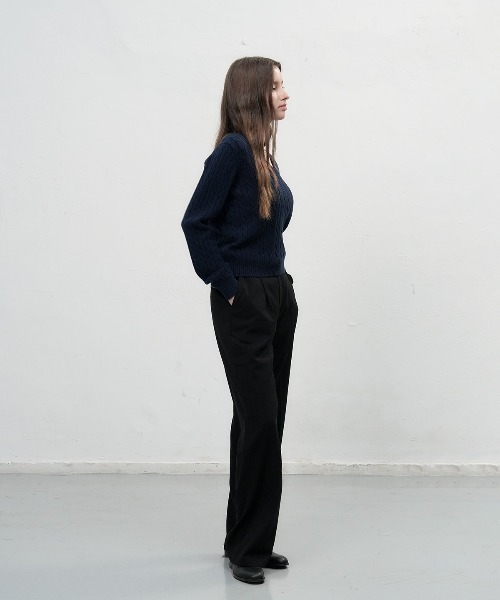 GENERAL IDEA（ジェネラルアイデア）の「wool cable v-neck pullover ウールVネックケーブルニットプルオーバー（ニット/セーター・レディース・ブラウン/グレー/ブラック/ネイビー・M/S/L）」の17枚目の写真