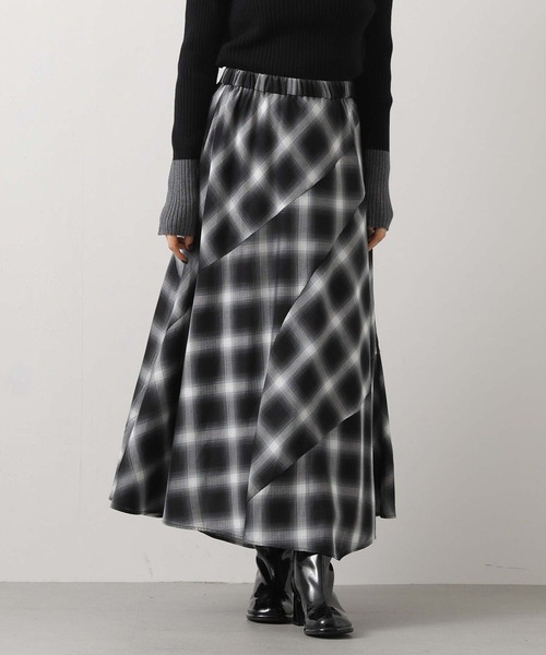 セール】チェック切り替えマキシスカート（スカート）｜Gready