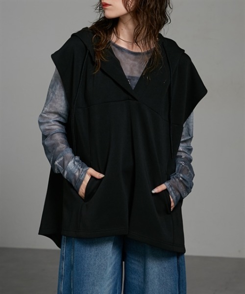 ダンボールニットフード付きベストパーカー［Soiunique］（Tシャツ