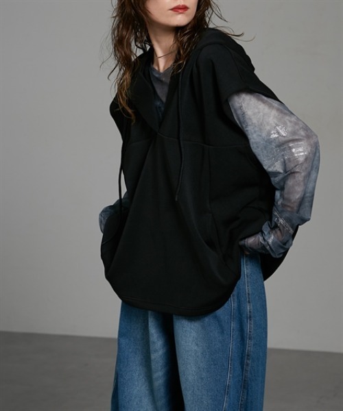 ダンボールニットフード付きベストパーカー［Soiunique］（Tシャツ